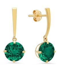 MaxColor - 14k 2.60 Ct. Tw. Lab-grown Emerald Drop Earrings - Lyst