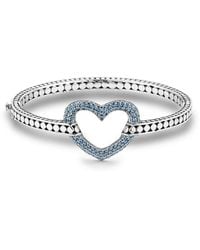 Samuel B. - Silver 1.79 Ct. Tw. Blue Topaz Heart Bangle Bracelet - Lyst