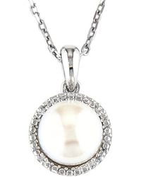 Diamond Select Cuts - 0.01 Ct. Tw. Diamond & 5-6Mm Pearl Necklace - Lyst