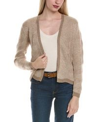 Sofiacashmere - Two Tone Brioche Cable Wool & Cashmere-Blend Cardigan - Lyst