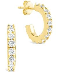 Sterling Forever - 14k Over Silver Cz Bezel Statement Tube Hoop Earrings - Lyst