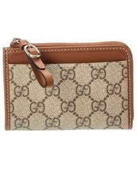 Gucci - Gg Supreme Canvas & Leather Card Case - Lyst