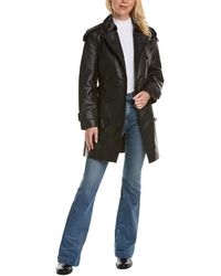 Badgley Mischka - Triss Double-breasted Leather Trench Coat - Lyst