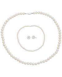 Belpearl - Silver 6-7mm Freshwater Pearl Necklace, Earrings, & Bracelet Set - Lyst