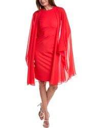 Teri Jon - Scuba Crepe Cape Sleeve Sheath Dress - Lyst