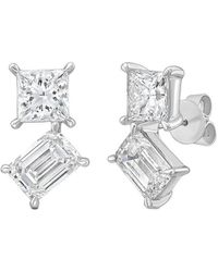 Diana M. Jewels - Diana M. 14K 4.00 Ct. Tw. Lab-Grown Diamond Two-Stone Earrings - Lyst