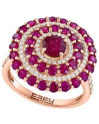 Effy Fine Jewelry - 14K Rose 14.08 Ct. Tw. Diamond & Jade Ring - Lyst