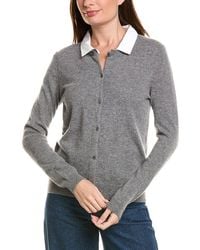 InCashmere - Removable Collar 100% Cashmere Cardigan - Lyst