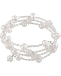 Splendid - Splendid Freshwater Pearls Rhodium Plated 6-7mm Freshwater Pearl Bracelet - Lyst