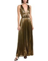 MILLY - Oria Pleated Lame Maxi Dress - Lyst