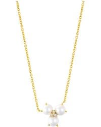 Adornia - 14k Plated 7mmmm Pearl Cz Adjustable Necklace - Lyst