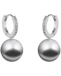 Liv Oliver - 18K Plated 12Mm Pearl Cz Drop Earrings - Lyst
