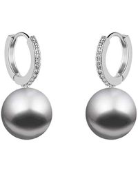 Liv Oliver - 18K Plated 12Mm Pearl Cz Drop Earrings - Lyst