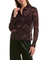L'Agence - Maia Lace Button-Down Blouse - Lyst