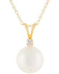 Splendid - 14k 0.05 Ct. Tw. Diamond & 7-7.5mm Freshwater Pearl Pendant Necklace - Lyst
