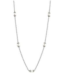 Pearls - Stainless Steel 0.09 Ct. Tw. Diamond & 9-10Mm Pearl Necklace - Lyst