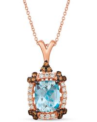 Le Vian - Le Vian 14k Strawberry Gold 2.71 Ct. Tw. Diamond & Aquamarine Necklace - Lyst
