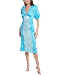 Ganni - Crinkled Satin Midi Dress - Lyst