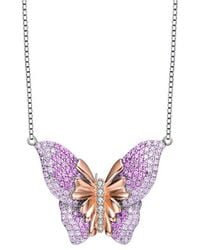 Genevive Jewelry - Two-Tone Over Cz Butterfly Necklace - Lyst