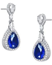 Rachel Glauber - 14k Plated Cz Double Halo Dangle Earrings - Lyst