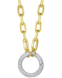 Genevive Jewelry - 14k Over Silver Cz Dazzling Circle Pendant - Lyst