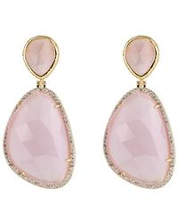 Eye Candy LA - The Luxe Collection 14k Plated Rose Quartz Earrings - Lyst