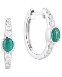 Gregg Ruth - 14K 0.78 Ct. Tw. Diamond & Emerald Huggie Earring - Lyst