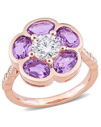 Rina Limor - Rose Gold Plated 3.06 Ct. Tw. Diamond & Purple Topaz Ring - Lyst