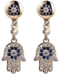 Eye Candy LA - 18k Gold Plated Cz Crystal Hamsa Dangle Earrings - Lyst