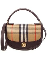 Burberry - Highlands Mini Coated Canvas & Leather Shoulder Bag - Lyst