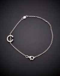 Italian Gold Over Silver - 18K 0.20 Ct. Tw. Diamond Initial Bracelet (A-Z) - Lyst