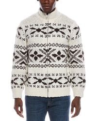 Vince - Fairsile Full Zip Wool-Blend Mock Neck Cardigan - Lyst