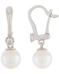 Masako Pearls - Splendid Pearls 14k 0.10 Ct. Tw. Diamond & 7-7.5mm Akoya Pearl Earrings - Lyst