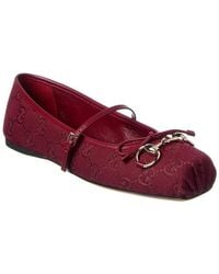 Gucci - Horsebit Gg Canvas & Leather Flat - Lyst