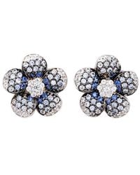 Suzy Levian - Silver 0.02 Ct. Tw. Diamond & Sapphire Studs - Lyst