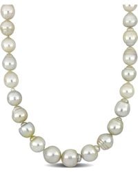 Pearls - 14k 0.06 Ct. Tw. Diamond 12-15mm Pearl Necklace - Lyst