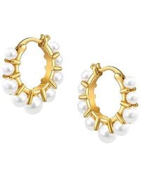 Liv Oliver - 18k Plated Pearl Mini Hoops - Lyst