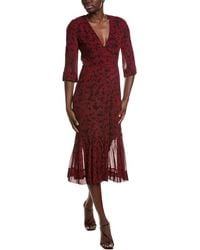 Ganni - Printed Light Georgette Wrap Midi Dress - Lyst