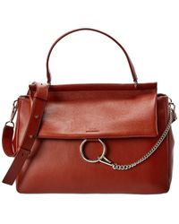 Chloé Faye Large Leather Satchel - Red