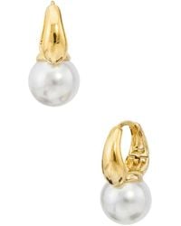 Savvy Cie - 18k Plated 12mm Pearl Earrings - Lyst