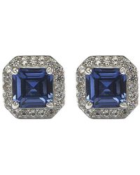 Suzy Levian Silver Diamond & Sapphire Earrings - Metallic