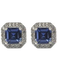 Suzy Levian - Silver Diamond & Sapphire Earrings - Lyst