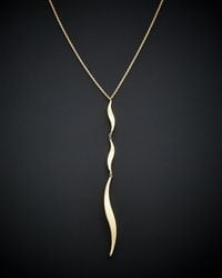 Italian Gold - 14k Graduated Wave Drop Necklace - Lyst