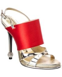 Roger Vivier - Satin & Leather Slingback Sandal - Lyst