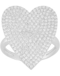 Sphera Milano - Silver Cz Pave Heart Ring - Lyst