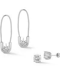 Glaze Jewelry - Silver Cz Set Of Earrings - Lyst