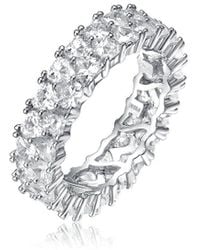 Rachel Glauber - Rhodium Plated Cz Eternity Ring - Lyst