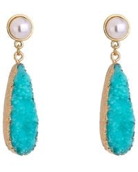 Liv Oliver - Turquoise Druzy 9mm Pearl Earrings - Lyst