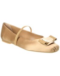 Ferragamo - Zina T Plate Satin Ballerina Flat - Lyst