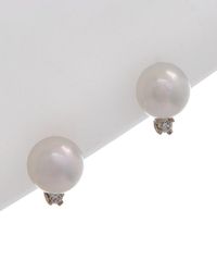 Splendid - 14K 0.02 Ct. Tw. Diamond 5-6Mm Akoya Pearl Earrings - Lyst